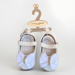 Laura Ashley Josmo Sandals Baby Girl 4 Glossy White Comfy Patent Bow Mary Janes